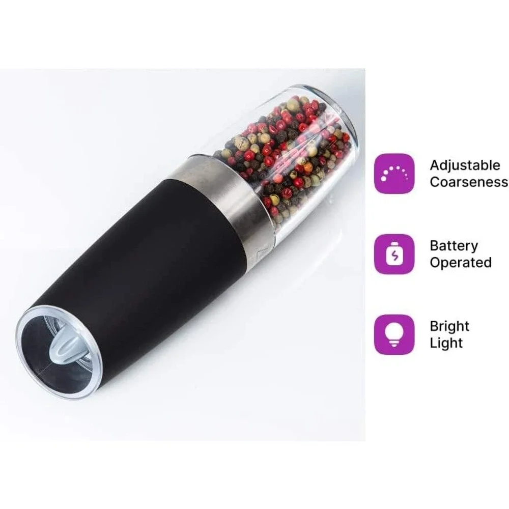 KSL Electric Gravity Grinder Set Automatic Salt Pepper Grinder LED Light‎
